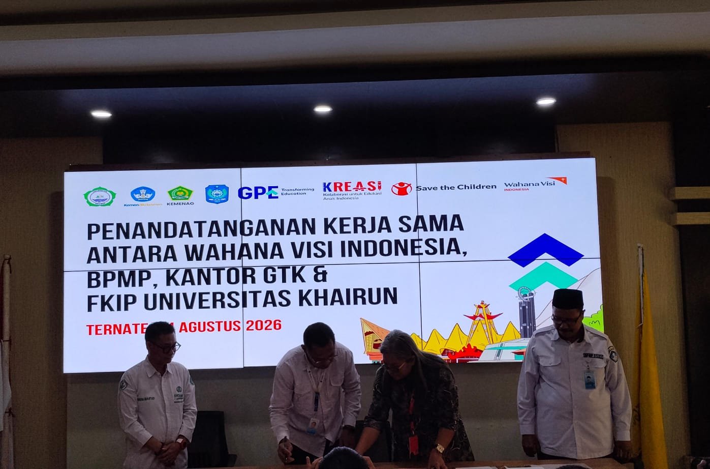 FKIP Universitas Khairun Perkuat Kolaborasi Pendidikan melalui Penandatanganan Kerja Sama Bersama Wahana Visi Indonesia, BPMP, dan Kantor GTK
