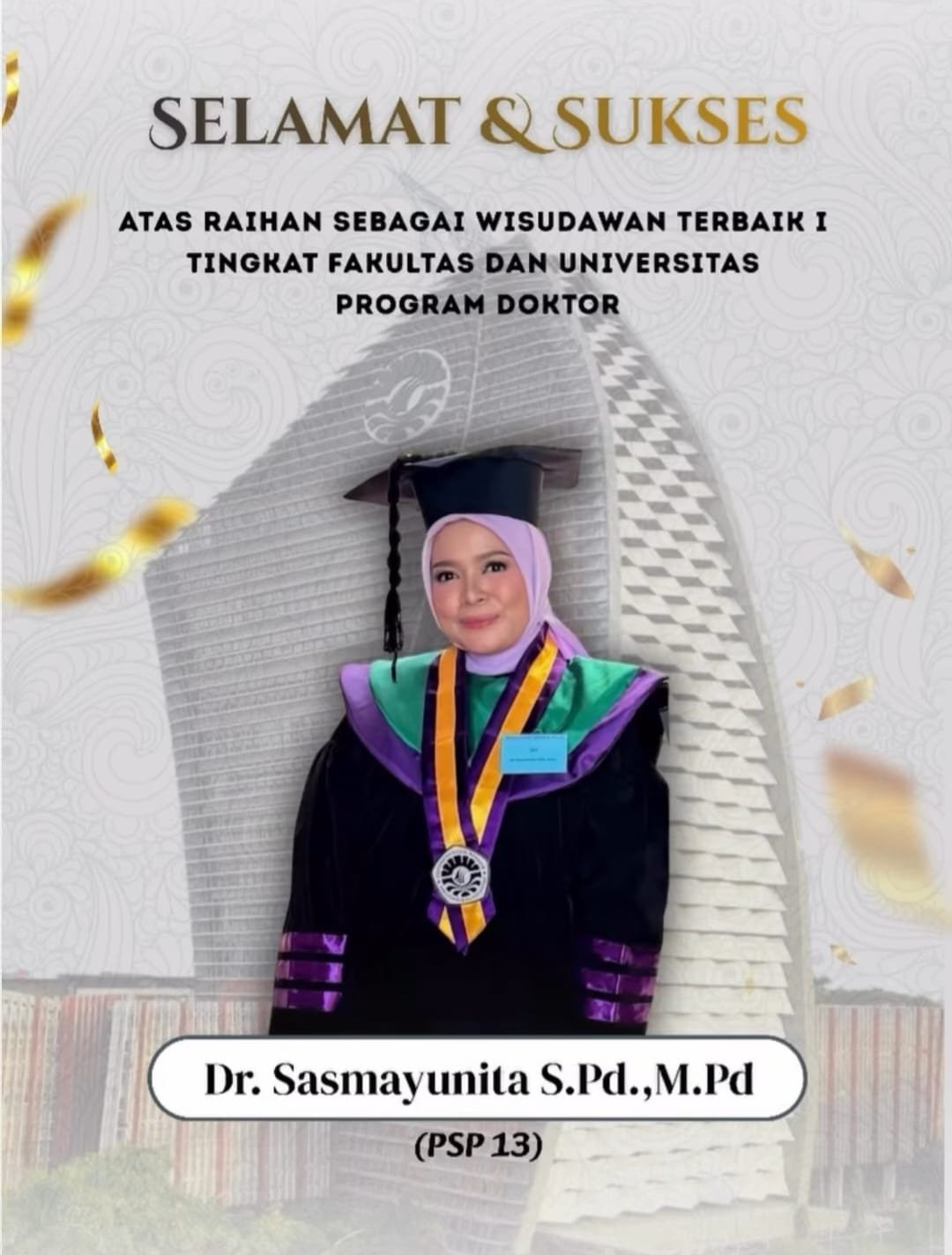 Dosen Prodi PBSI UNKHAIR (Dr. Sasmayunita, M.Pd.) Raih Predikat Wisudawan Terbaik Universitas Negeri Makassar